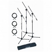 QUIK LOK A302Pack EU набор из 3х микрофонных стоек A302, 3х кабелей XLR-XLR длиной 5 м и чехла (нейлон)