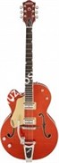 Gretsch G6120SSU-LH Brian Setzer Nashville, Bigsby, Left-Hand, TV Jones, Tiger Flame Maple Электрогитара п/а, левостор., оранж.