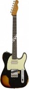 FENDER 2018 LTD HEAVY RELIC® REVERSE CUSTOM HS TELE® - AGED BLACK over 3-COLOR SUNBURST Электрогитара с кейсом, цвет черный, пов