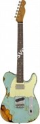 FENDER 2018 LTD HEAVY RELIC® REVERSE CUSTOM HS TELE® - AGED DAPHNE BLUE over 3-COLOR SUNBURST Электрогитара с кейсом, цвет синий
