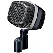AKG D12VR микрофон с большой диафрагмой для бас-барабана динамический кардиоидный, разъём XLR, частотный диапазон 17-17000Гц, чувствительность1,2мВ/Па, импеданс 200Ом, рекомендованная нагрузка 1000Ом, цвет матовый чёрный