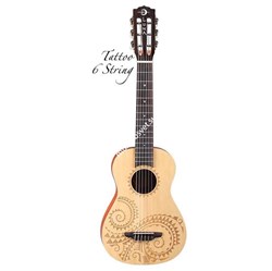 LUNA UKE TAT 6 - укулеле 6 стр, цвет натур. матовый лазерная гравировка - фото 116002