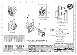 AMPHENOL AP421 - разъем блочный  4 контакта, "мама",  корпус - пластик, квадратный.фланец, черный - фото 118673