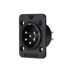 AMPHENOL AP622 - разъем блочный 6 контактов, "папа",  корпус - пластик, квадратный.фланец, черный - фото 118674