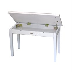 TEMPO Turris 129/MW - банкетка деревянная double seat, кожзам, цвет: белый матовый, нотное отделение - фото 118804