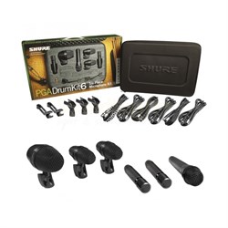 SHURE PGADRUMKIT6 - набор микрофонов для ударных, включает 1 PGA52, 2 PGA56s, 1 PGA 57 и 2 PGA81s - фото 119105
