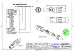 AMPHENOL AX5F - разъем XLR кабельный мама , 5 контактов, точеные контакты, цвет - никель - фото 119373