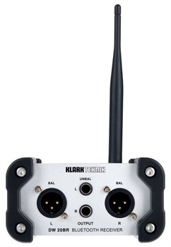 KLARK TEKNIK DW 20BR приёмник стерео 2.4 ГГц Bluetooth, регулировка уровня, выходы Jack и XLR, радиус 30 метров, крепление на стену - фото 154473