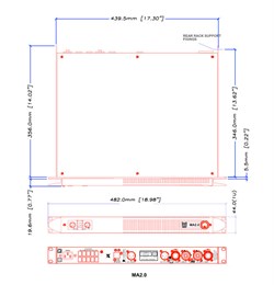 MARTIN AUDIO MA2.0 усилитель мощности, 2 x 1000 Вт @ 4 Ом, 600 Вт @ 8 Ом, 1U - фото 155615