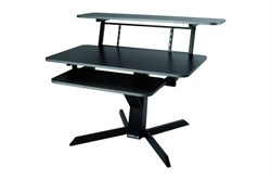 QUIK LOK Z460 рабочее место аранжировщика, 2 уровня, выдвижная полка, рэковое крепление, сталь, ламинировано чёрным деревом - фото 155942