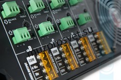 Профессиональный четырехканальный высококачественный усилитель мощности для многозонных систем трансляции музыки и речевого оповещения, 4x120W / 100V, балансный Euro Block вход, линкующий балансный Euro Block выход раздельно для каждого канала, 3U - фото 156757