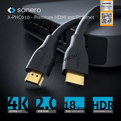 Sonero X-PHC010-050 высокоскоростной HDMI-HDMI кабель с поддержкой 4K и Ethernet - 5,00 м - фото 159087