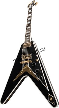 GIBSON FLYING V CUSTOM W/ EBONY FINGERBOARD GLOSS электрогитара, цвет черный, в комплекте кейс - фото 163732