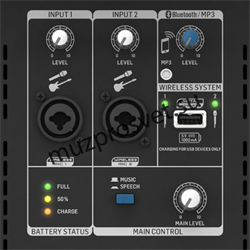 Behringer MPA100BT - портативная акустическая система, 100 Вт, 6" вуфер и 0,75" твитер, Bluetooth, аккумулятор, радиомикрофон 2,4 ГГц - фото 168793