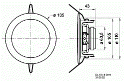 Потолочный громкоговоритель 10 см, 8 Ом, IP 54, 20 Вт, черный  (Art.50114) - фото 200948