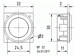 3.2 см (1.3") широкополосный громкоговоритель, 2 Вт, 8 Ом (Art.2242) - фото 201831