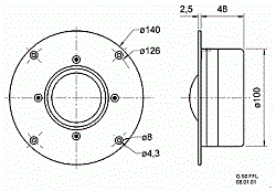 Головка динамическая СЧ, 50мм, 120 Watt (12 dB/Okt. 800 Hz), 8 Ом, 800-7000 Гц, 90дБ  (Art.1176) - фото 202711