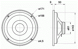 Головка динамическая 17 см 8 Ом, 40 Вт  (Art.31065) - фото 202828