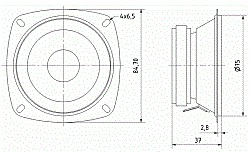 Головка динамическая 8 см 4 Ом, 10 Вт  (Art.2402) - фото 202848