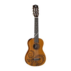 LUNA UKE TAT 6 MAH - укулеле, 6 струн, баритон, красное дерево, узор "Татуировка" - фото 22121