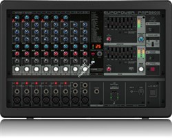 Behringer PMP580S микшер-усилитель, 2x250Вт•4Ом,  6 моновх., 2 стереовх., 6 микр. предусилителей, два 24-битных стереофонических эффектпроцессора,беспроводная опция - фото 24041