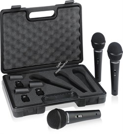 Behringer XM1800S комплект из 3 кардиоидных динамических микрофонов, 80-15000Гц,  держатели, кейс - фото 28406