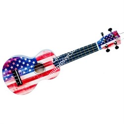 WIKI UK/US - гитара укулеле сопрано, липа, изображение "флага США", чехол в комплекте - фото 31421