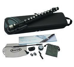 NUVO jFlute Kit - Black/Black флейта, изогнутая головка, материал - пластик, цвет - чёрный, в комплекте - мундштук, колено ре, с - фото 35344