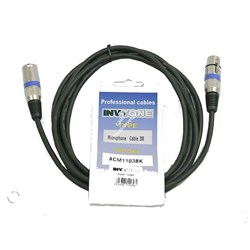 INVOTONE ACM1103/BK - микрофонный кабель,  XLR(папа) <-> XLR(мама),  длина 3 м (черный) - фото 38143
