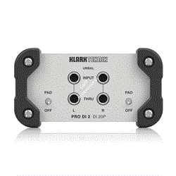 KLARK TEKNIK DI 20P дибокс пассивный, двухканальный, входы небалансные Jack, сквозные выходы Jack, трансформаторные выходы XLR - фото 45729
