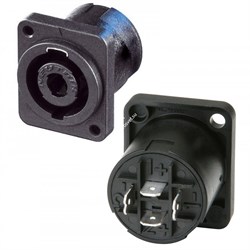 Neutrik NL4MP-M3 панельный разъём Speakon, 4-контактный квадратный фланец,крепежные отверстия резьба М3 - фото 45789