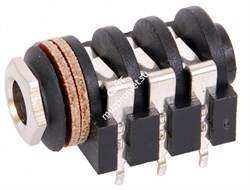 Neutrik NYS215 панельный разъем Jack 6.3мм TRS (стерео) гнездо, пластиковый корпус на горизонтальную ПП - фото 45845