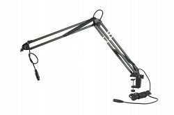 K&M 23850-321-55 микрофонная стойка со струбциной и микрофонным держателем (пантограф), длина 460-960 мм., цвет черный - фото 69658