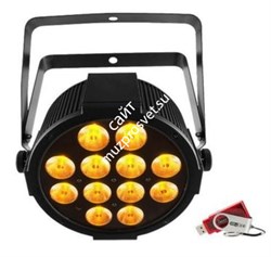 CHAUVET-DJ SlimPAR Q12 USB светодиодный прожектор направленного света типа LED PAR 12x4Вт RGBA c DMX, D-Fi и ИК управлением. - фото 71642