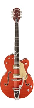 Gretsch G6120SSL-OFLM Brian Setzer Nashville, Bigsby, TV Jones, Tiger Flame Maple, Lacquer Электрогитара п/а, цвет красный лак - фото 89329