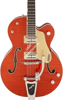 Gretsch G6120SSL-OFLM Brian Setzer Nashville, Bigsby, TV Jones, Tiger Flame Maple, Lacquer Электрогитара п/а, цвет красный лак - фото 89330
