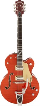 Gretsch G6120SSU-OFLM Brian Setzer Nashville, Bigsby, TV Jones, Tiger Flame Maple, Urethane Электрогитара п/а, цвет красный лак - фото 89333