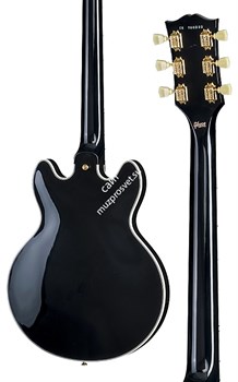 GIBSON CUSTOM CS-356 EBONY полуакустическая электрогитара с кейсом, цвет черный, фурнитура Gold - фото 91814