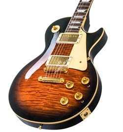 GIBSON CUSTOM LES PAUL STANDARD LIGHTLY FIGURED TOP AMBER SUNSET электрогитара с кейсом, цвет санберст, фурнитура Gold - фото 91845