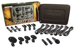 SHURE PGADRUMKIT7 набор микрофонов для ударных, включает в себя: PGA52 х 1, PGA56 х 3, PGA57 х 1, PGA81 х 2, держатели, кабели - фото 93355
