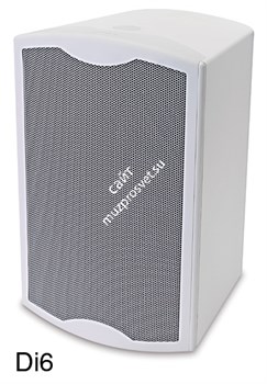 Tannoy Di6 DC Белая пассивная 2-полосная всепогодная АС. Номинальная/программная/пиковая мощн. 90 / 180 / 360 Вт  Сопр.  8Ом.  6,5'' - DualConcentric. Диапазон 75Гц-30кГц. Крепление: U-образное. Подключение: клеммы EUROBLOCK.  Габариты (ВхШхГ) 358х230х224 - фото 9415
