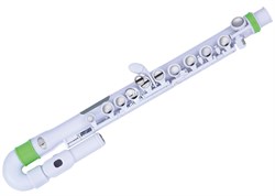 NUVO jFlute Kit - White/Green флейта, изогнутая головка, материал - пластик, цвет - белый/зелёный, в комплекте - мундштук, колен - фото 95406